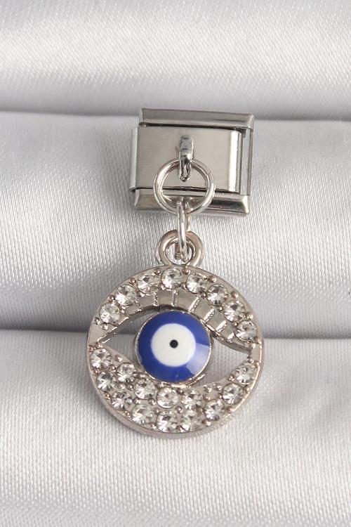 Gümüş Renk Zirkon Taşlı Göz Model Nazar Boncuk Detay Nomination Charm - EBJ250501W32850