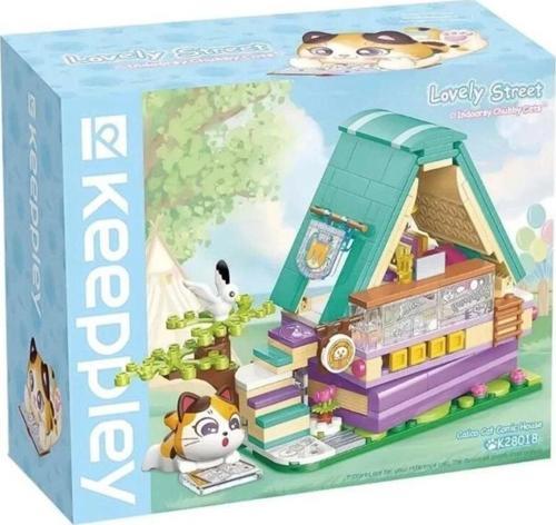 Lovely Street Calico Cat Comic House Blok Seti Eğlenceli Yapboz Seti