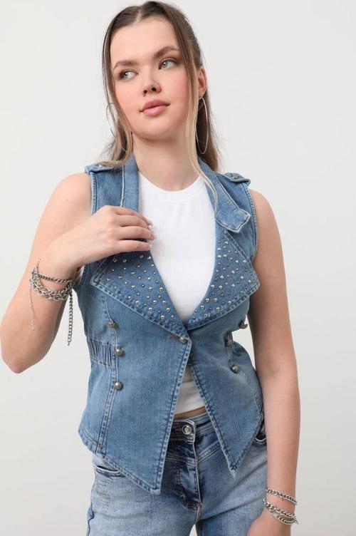Kadın Taşlı Slim Fit Yelek