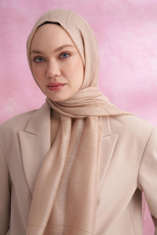 İpekli Violet Vizon Rengi Şal