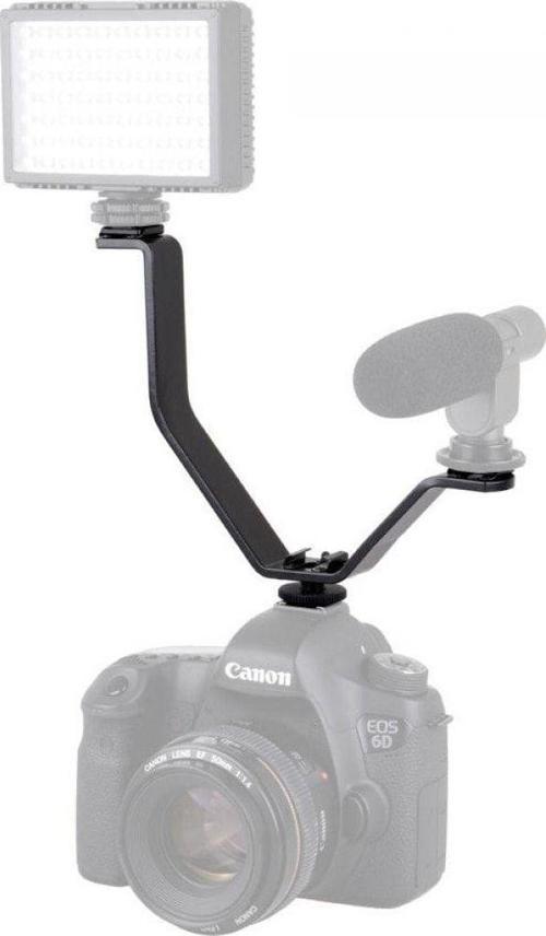 V Bracket Dslr Makinalar İçin Üç Grişli Flaş Led, Mikrofon Tutucu