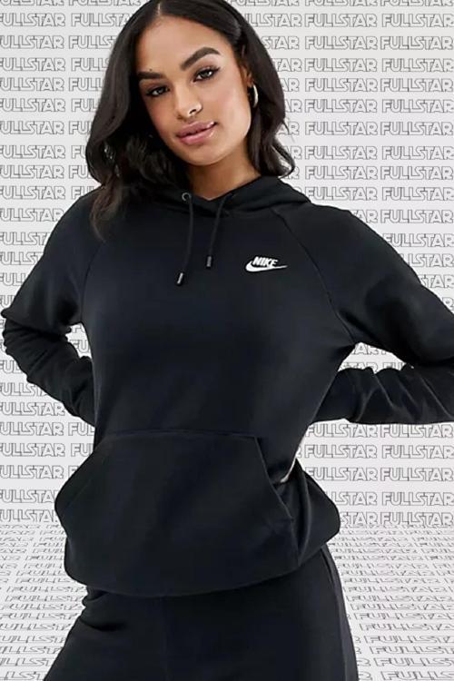 Sportswear Essential Pullover Hoodie Kapüşonlu Sweatshirt Siyah