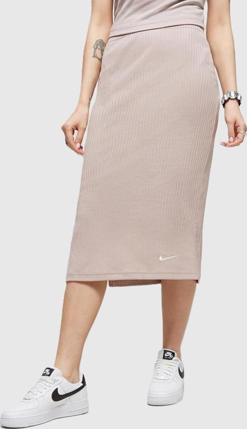 Sportswear Yüksek Belli Fitilli Jarse Kadın Eteği Bej