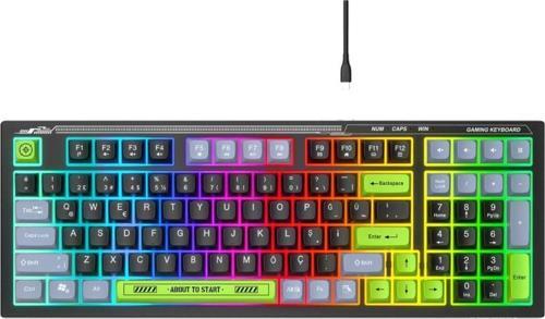 Kb-98 Sılent Siyah/gri/yeşil Sessiz Rainbow Q Membrane Oyuncu Klavyesi