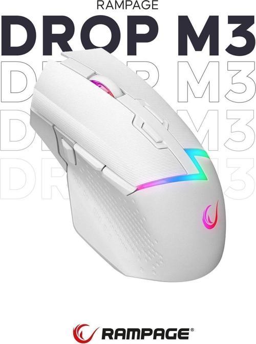 Drop M3 Beyaz Rgb Şarjlı Kablosuz 10000dpı 10d Gaming Oyuncu Mouse