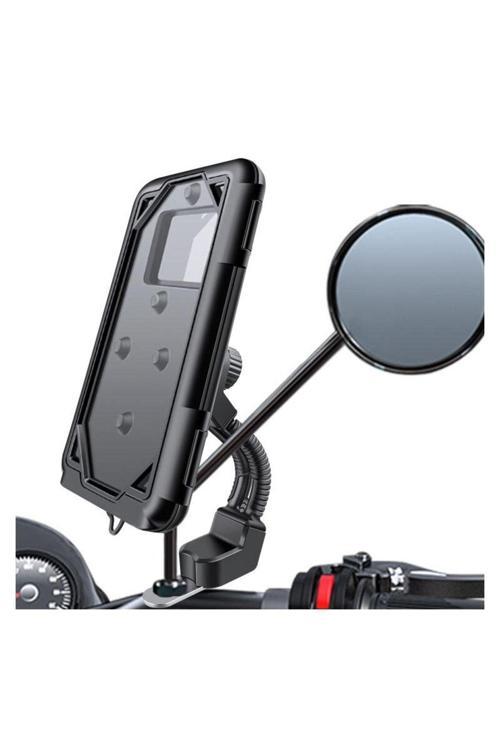 An-66-2 Motosiklet Telefon Tutucu Waterproof Su Geçirmez Ayna Montajlı