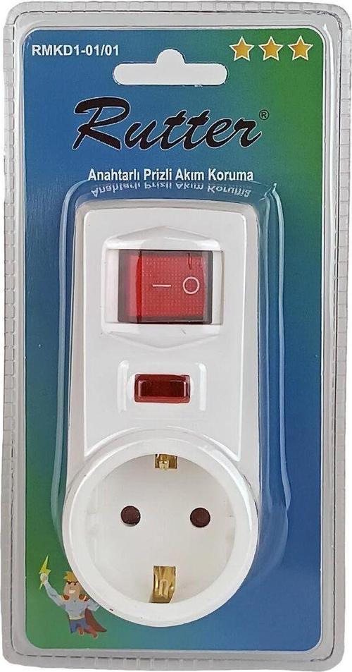 Rutter Rmkd1 Anahtarlı Priz Akım Koruma 3500W Güç Çocuk Koruma Kilidi Duvar Prizi Elektrik Fişi