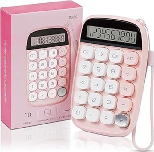 Mt18 Hesap Makinesi 10 Haneli Mekanik Tuşlu Büyük Lcd Ekranlı Eski Daktilo Tarzı Pembe