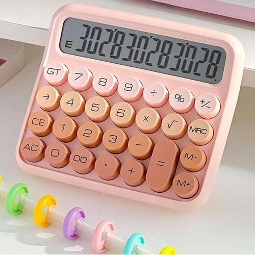 Mt21 Hesap Makinesi 12 Haneli Mekanik Tuşlu Büyük Lcd Ekranlı Eski Daktilo Tarzı Pembe