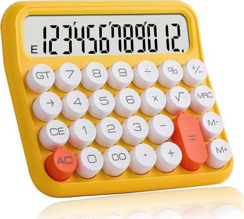 Mt21 Hesap Makinesi 12 Haneli Mekanik Tuşlu Büyük Lcd Ekranlı Eski Daktilo Tarzı Sarı