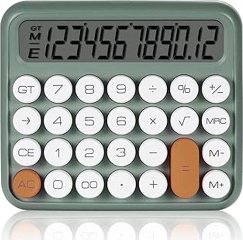 Mt21 Hesap Makinesi 12 Haneli Mekanik Tuşlu Büyük Lcd Ekranlı Eski Daktilo Tarzı Yeşil