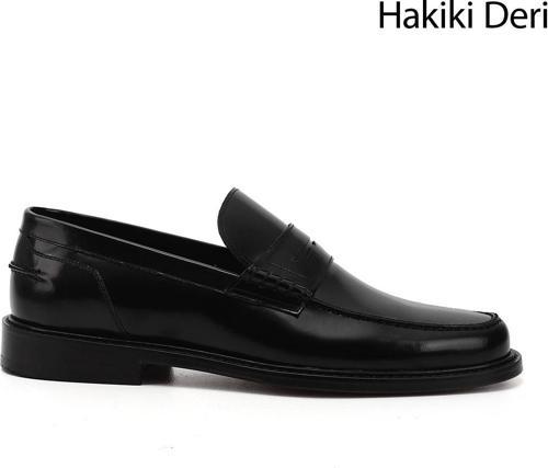 Erkek Siyah Açma Kösele Taban Hakiki Deri Loafer Ayakkabı