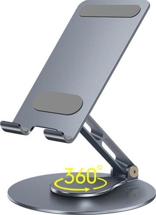 Nr2 Masaüstü Telefon Tutucu Döner Alüminyum Paslanmaz Çelik Katlanabilir Gri