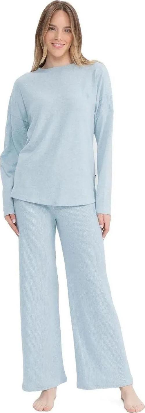 Kadın Yumoş Kumaş Yuvarlak Yaka Pijama Takımı