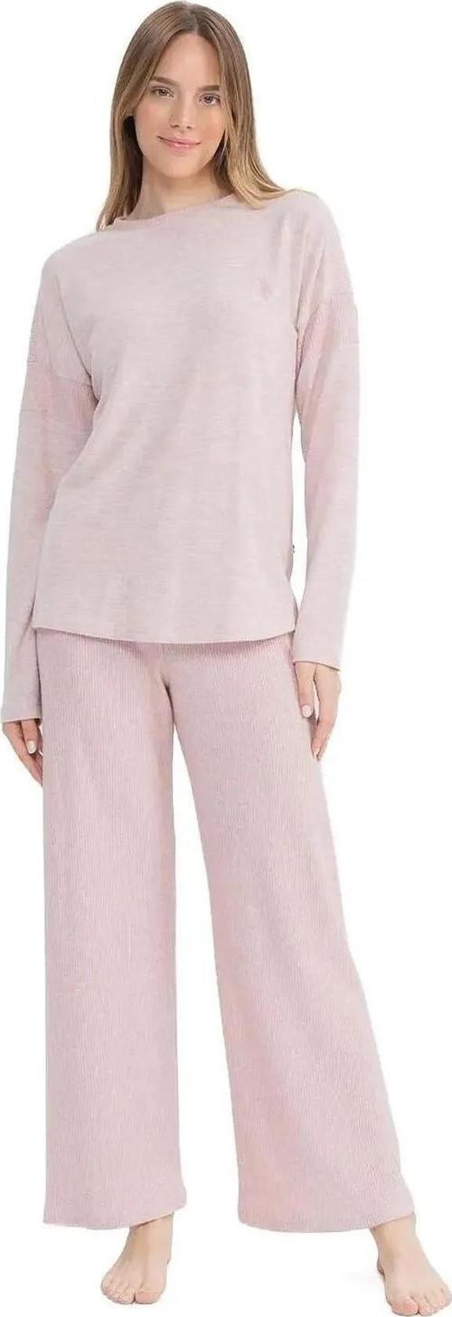 Kadın Yumoş Kumaş Yuvarlak Yaka Pijama Takımı