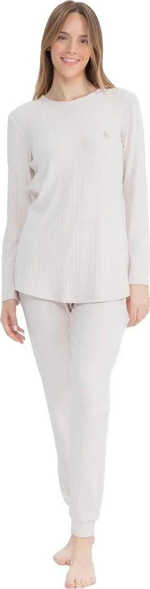 Kadın Fitilli Yuvarlak Yaka Pijama Takımı