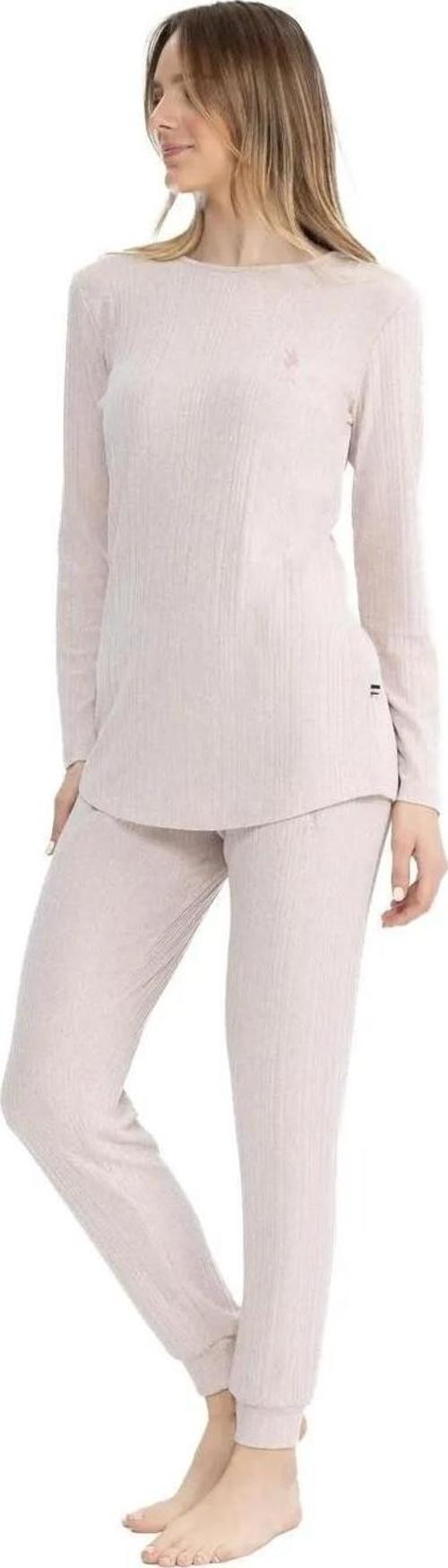 Kadın Fitilli Yuvarlak Yaka Pijama Takımı