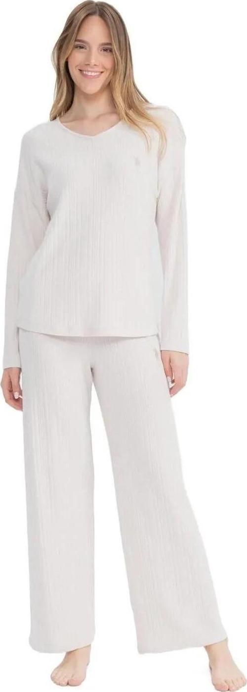 Kadın Fitilli V Yaka Pijama Takımı