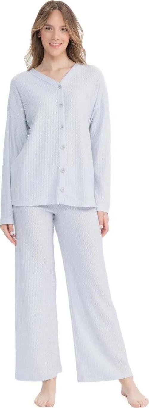 Kadın Fitilli Boydan Patlı Pijama Takımı