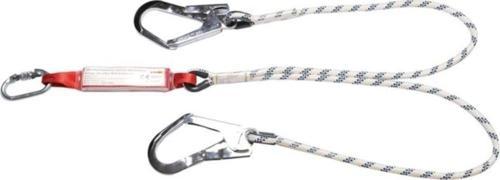 Çift Kol Şok Emicili Lanyard 12 Mm Statik Halatlı Karabina Ve K4 Kancalı