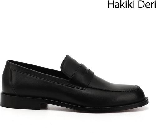 Erkek Siyah Kösele Taban Hakiki Deri Loafer Ayakkabı