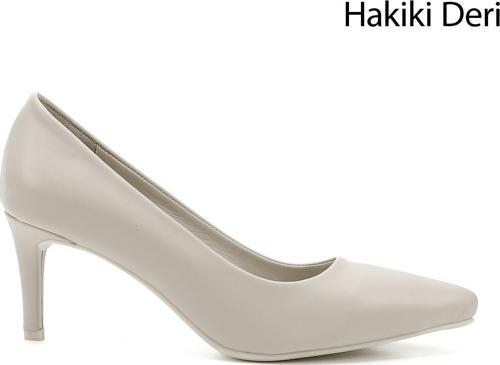 Kadın Bej Sivri Burun İnce Topuklu Hakiki Deri Stiletto