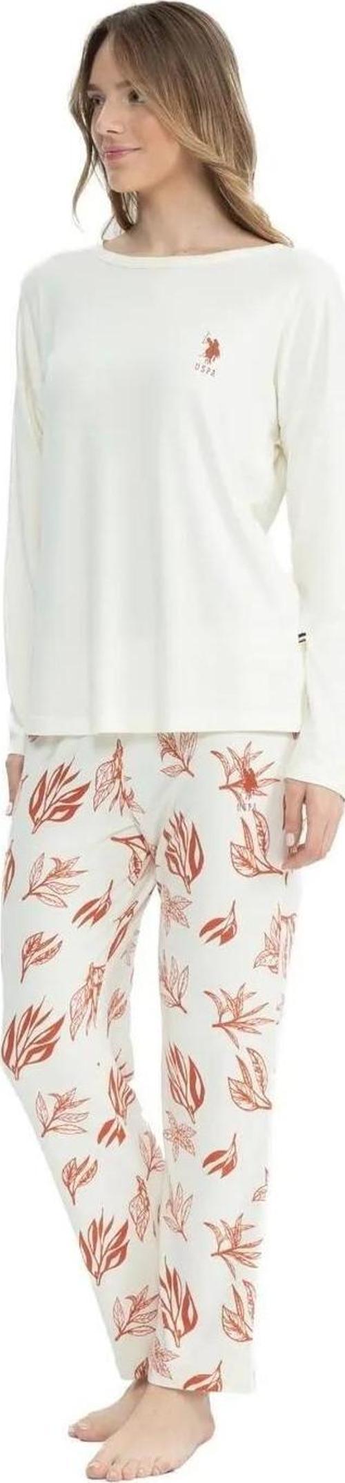Kadın Yaprak Desenli Yuvarlak Yaka Pijama Takımı
