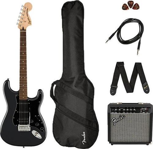 SQUİER AFFİNİTY HSS FRONTMAN 15G AMP CHARCOAL FROST EMTALLİC ELEKTRO GİTAR SETİ