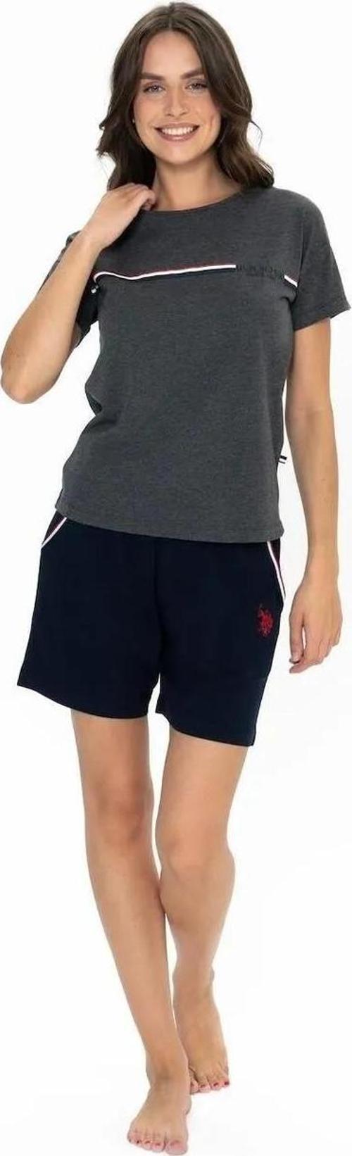 Kadın Yuvarlak Yaka Alt Üst Çizgi Detay Pijama Şort Takım