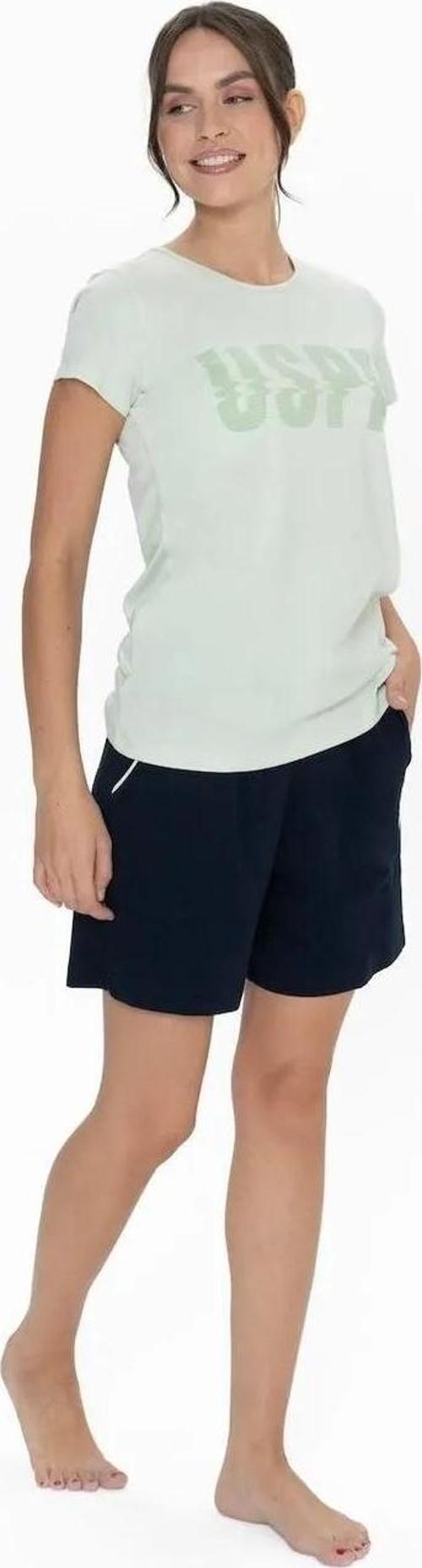 Kadın Yuvarlak Yaka Renkli Pijama Şort Takım