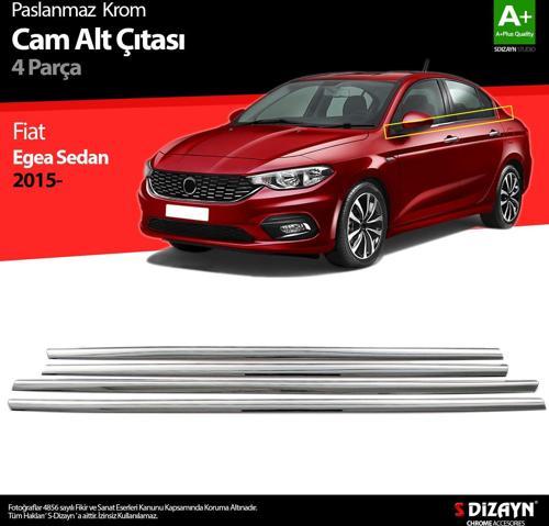 Fiat Egea SD Krom Cam Çıtası 4 Prç. 2015 Üzeri (Mat Krom) A+ Kalite