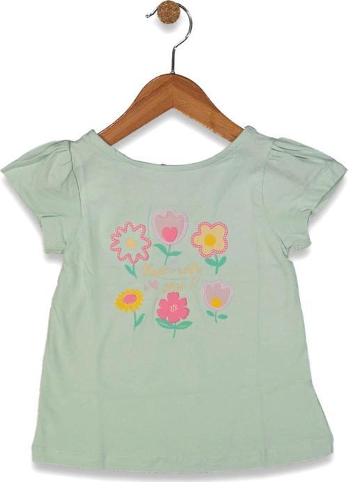 Kız Çocuk Çiçek Baskılı Tişört BGL-ST04452