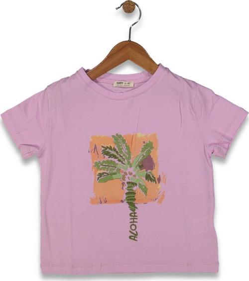 Kız Çocuk Palmiye Baskılı Tişört  BGL-ST04449