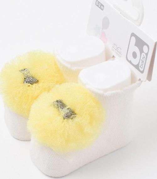Ponpon Bebek Çorabı 68337 Sarı 0-3 Ay