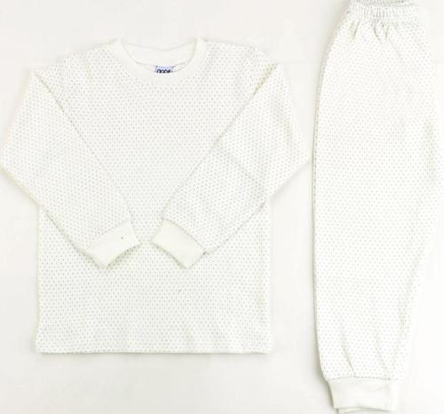 Nokta Puanlı Pijama Takımı 4049 Beyaz - Kahverengi 6 Yaş