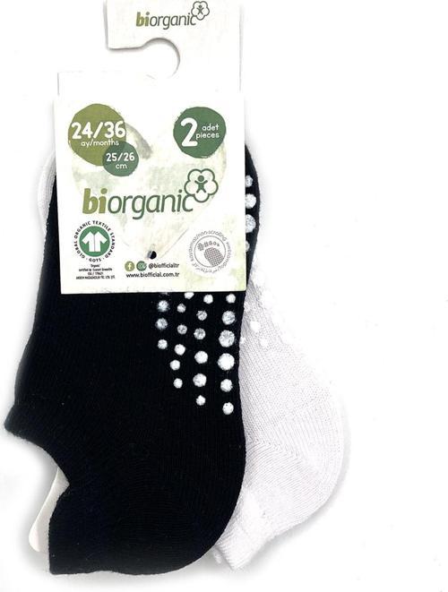 Unisex 2'li Kaymaz Çorap 68487 Siyah - Beyaz 12-18 Ay