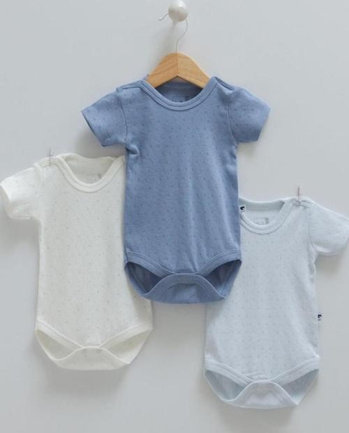 3'lü Atlet Body BE1509 Mavi 3-6 Ay