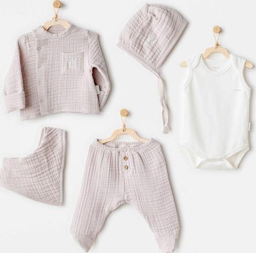 Natural Gift Müslin 5'li Hastane Çıkış Seti AC25830 Gri 3-6 Ay