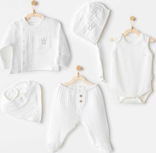 Natural Gift Müslin 5'li Hastane Çıkış Seti AC25830 Beyaz 3-6 Ay