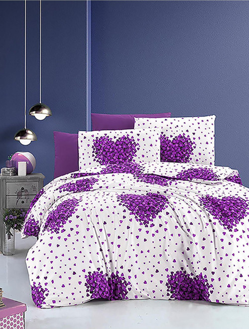 Çarşafı Lastikli Çift Kişilik Nevresim Takımı 4 Yastıklı