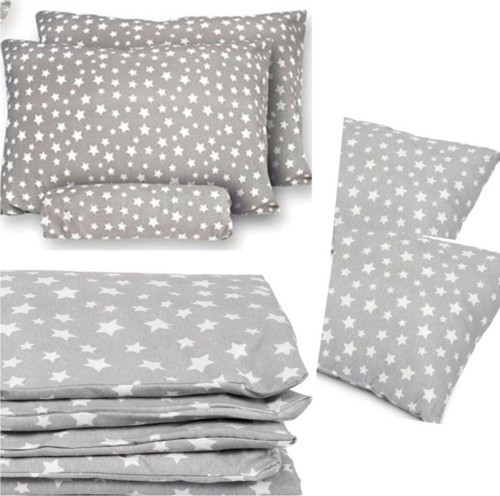 Çift Kişilik Lastikli Gri Yıldız Desenli Nevresim Takımı Yastık Kılıfı Hediyeli-200X220