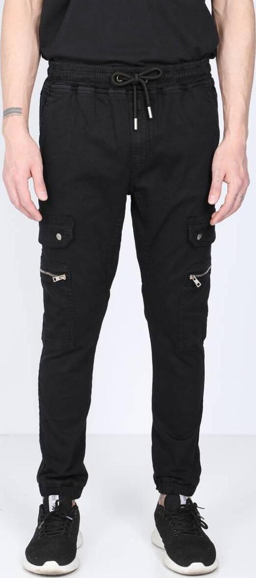 Erkek Siyah Kargo Cepli Jogger Pantolon