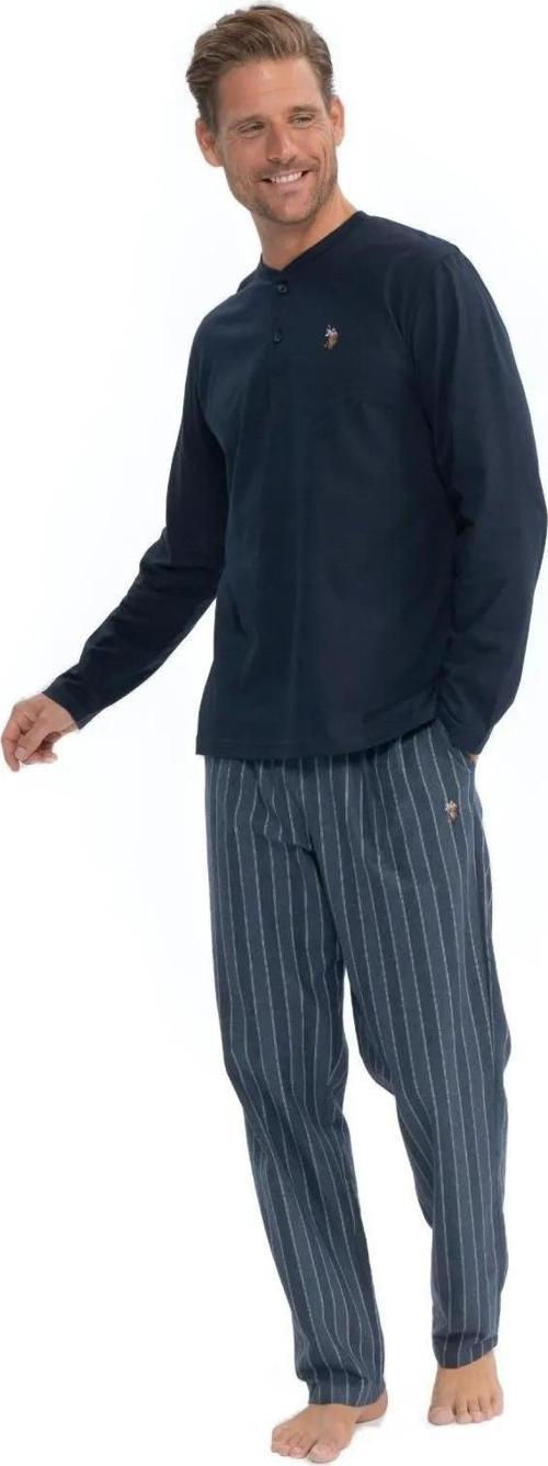 Erkek Uzun Kollu Yakası Patlı Pijama Takımı