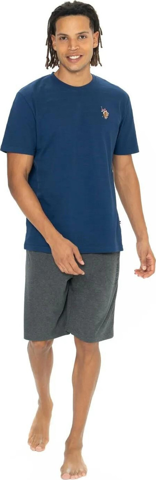 Erkek Yuvarlak Yaka Düz Pijama Şort Takım