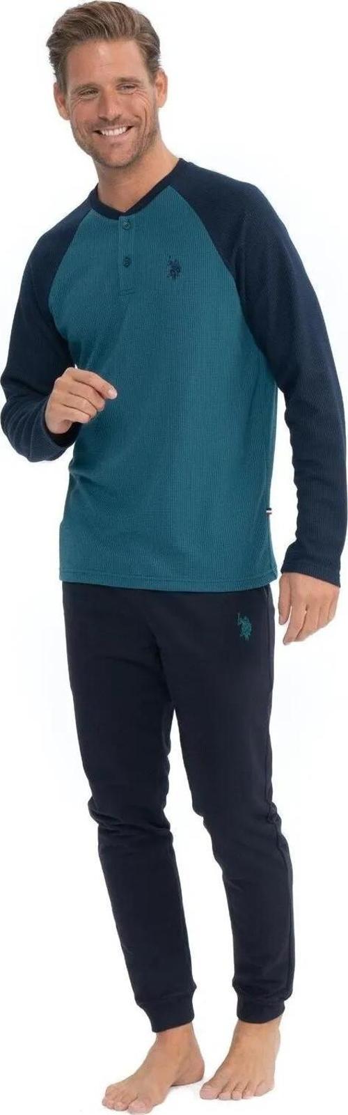 Erkek Yakası Düğmeli Parçalı Pijama Takımı