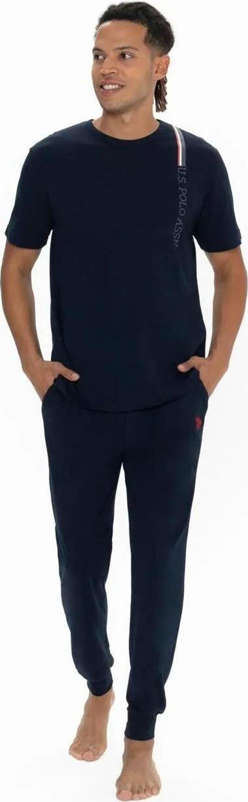 Erkek Yazı Detaylı Yuvarlak Yaka Pijama Takım