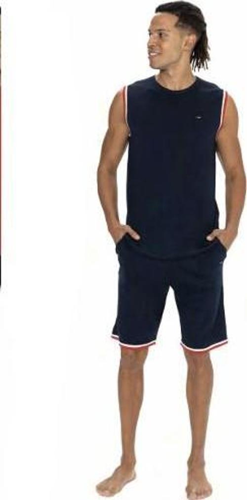 Erkek Alt Üst Kolsuz Yuvarlak Yaka Pijama Şort Takımı