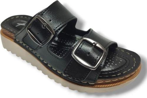 3012-25 Deri Anatomik Soft Çift Bant Kadın Terlik