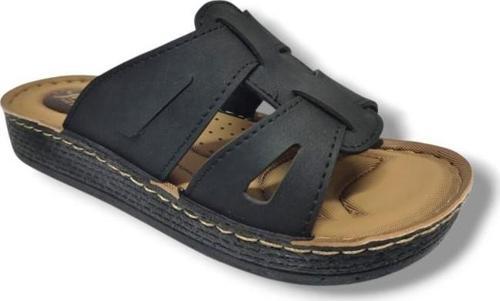 L301-25 Deri Anatomik Çift Kemer Bant Kadın Terlik