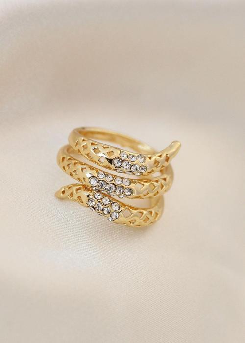 Ayarlamalı Altın Renk Metal Zirkon Taşlı Yüzük - TJ-BYK2040